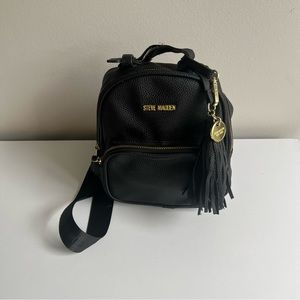 Steve Madden Black Mini Leather Backpack